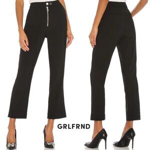 GRLFRND Trysta Exposed Front Zip Black Dress Pants M High Rise Ankle Cropped